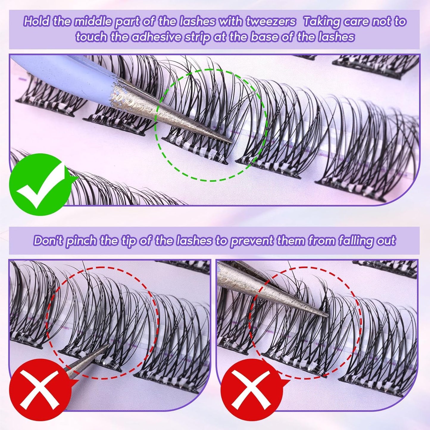 Self Adhesive Cluster Lashes Natural No Glue Eyelash Clusters Self Adhesive Individual Lashes with Clear Strips 10-16MM Wispy DIY Eyelash Extensions by ZANLUFLY