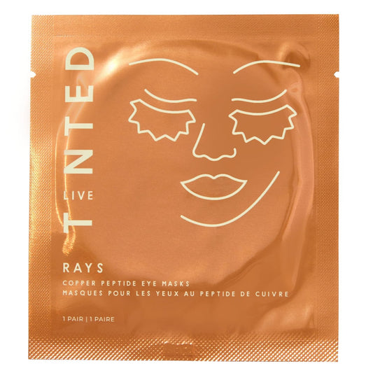 Live Tinted Rays Copper Peptide Eye Masks - Cooling, Brightening, and Nourishing Under Eye Patches, Reduces Fine Lines, Depuffs, & Hydrates with Copper Peptides, Banana Extract, and Bakuchiol - 1 Pair