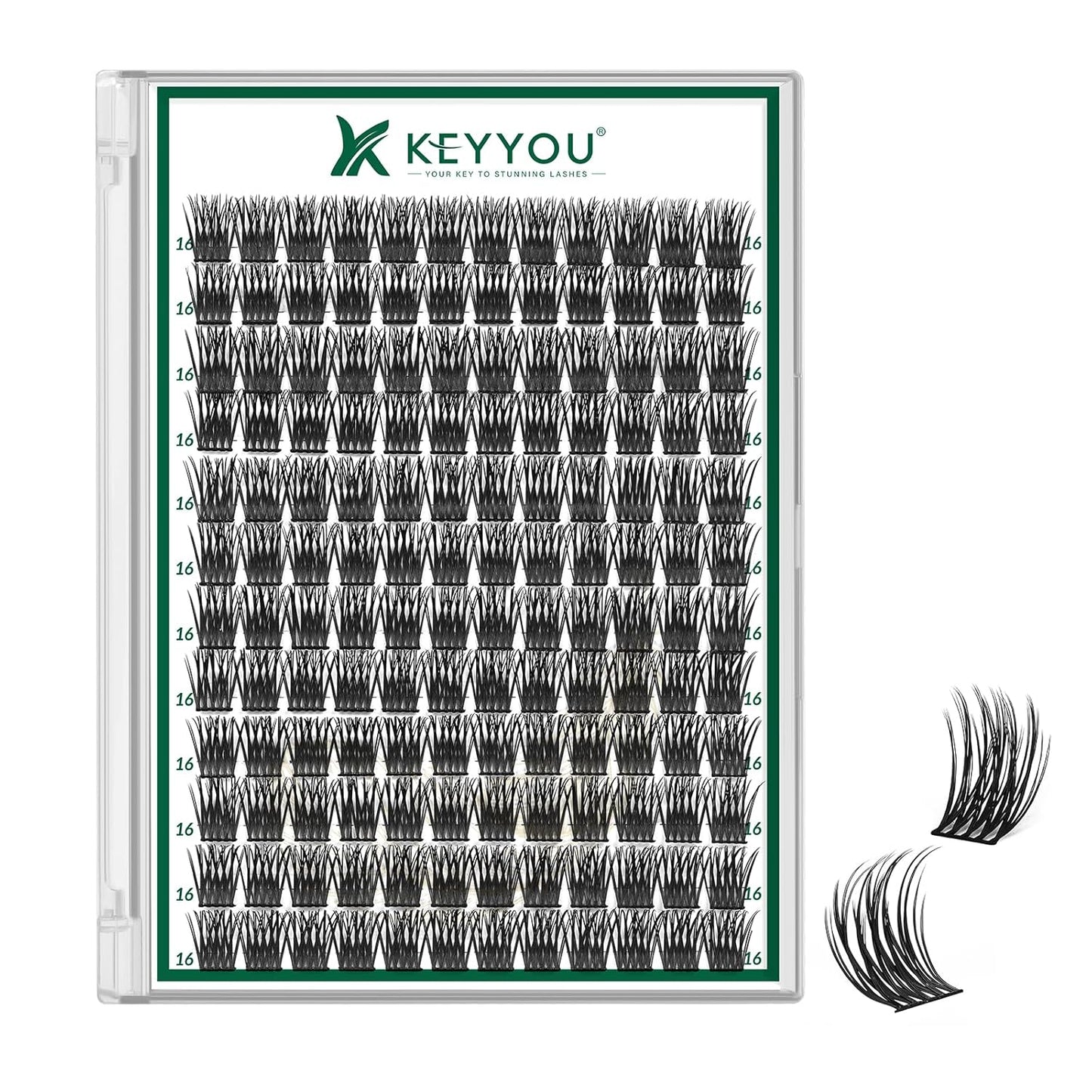 Lash Clusters 144pcs Individual Lashes D Curl 16mm Eyelash Clusters KEYYOU Air Touch Cluster Lashes Super Lightweight Soft Wispy Comfortable Easy DIY at Home(Air03-D-16mm)