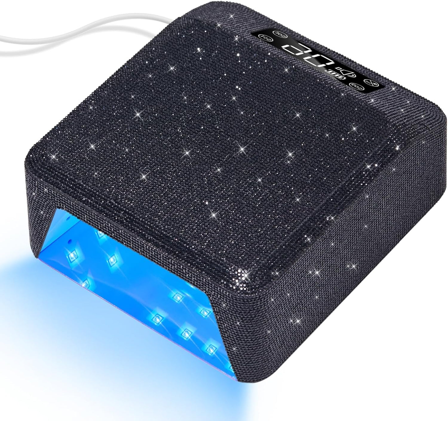 UV LED Nail Lamp 96W Nail Dryer Sparkly Gel Polish Light 4 Timer Setting Professional Quick Dry Curing Lamp with Display Auto Sensor for Salon & Home, Black