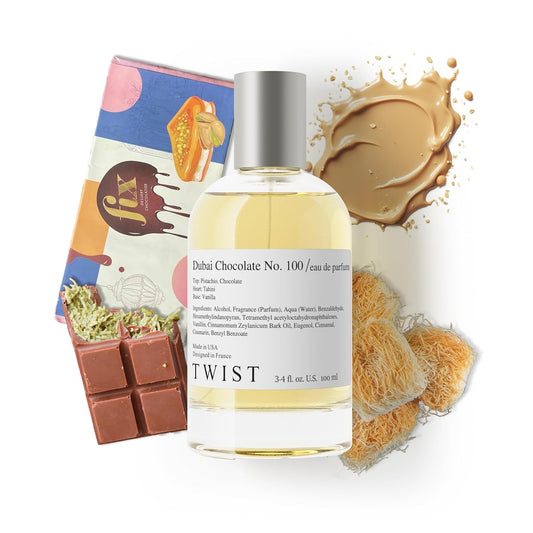 Twist Dubai Chocolate No. 100 - Eau De Parfum Inspired by Fix Dubai Chocolate, Long-Lasting Perfume For Women, Paraben Free, Vegan, Clean Ingredients, Fragrance - Spray 100 ml | 3.4 fl. oz.