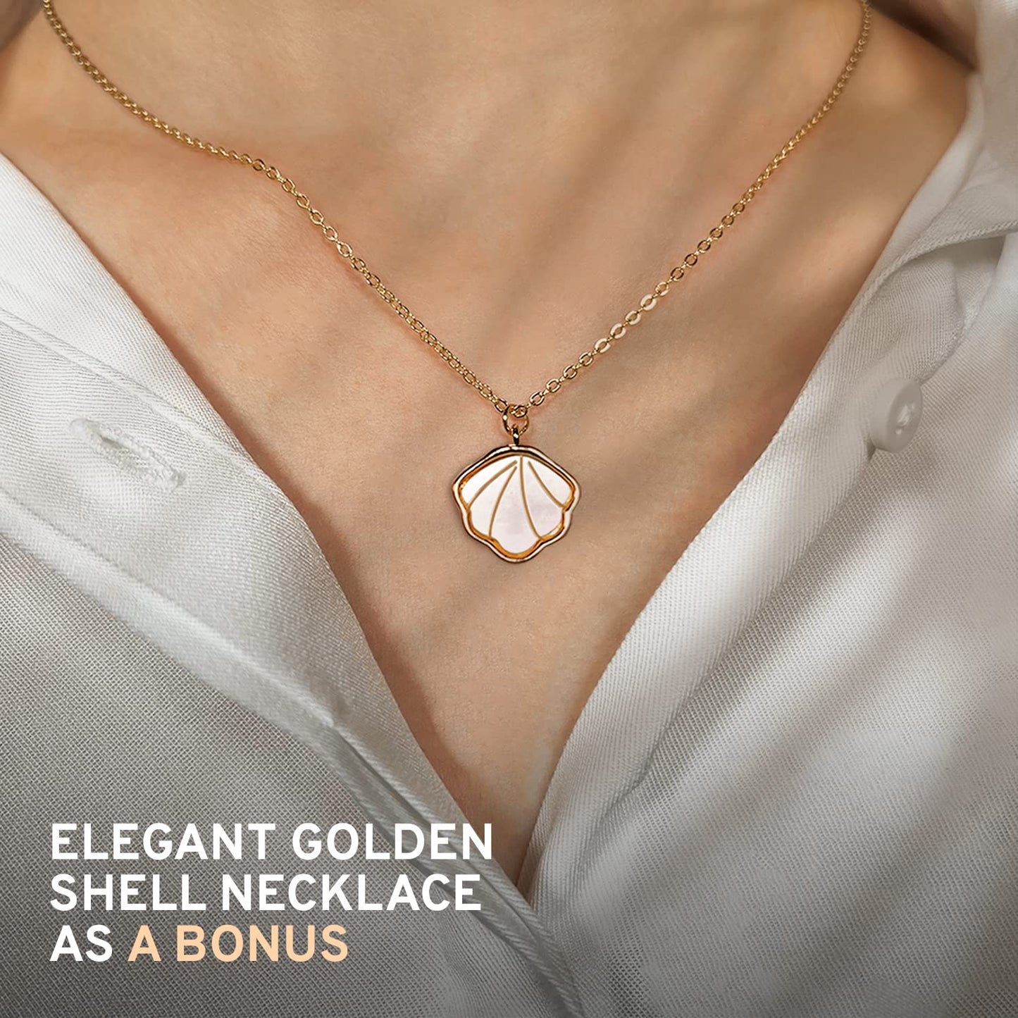 Shell Makeup Set - All in One Makeup Kit for Women with Compact BB Cream Powder, Eyeshadow Palette with Brown Shades, Eye Shadow Brush, Mascara, 3 Lipsticks, Necklace - Make Up Gift Set Box