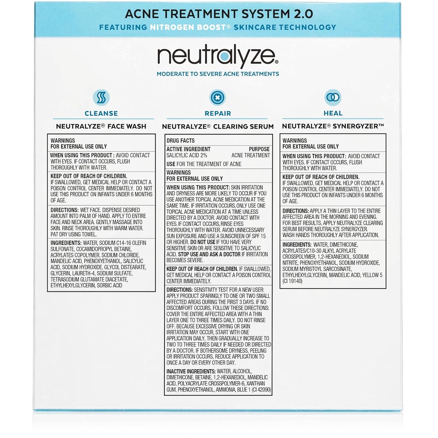 Moderate To Severe Acne Treatment Kit 2.0 - Maximum Strength Acne Kit, 2% Salicylic Acid, 2% Mandelic Acid & Nitrogen Boost Skincare Technology - Acne Treatment for Teens & Adults (90+ Day)
