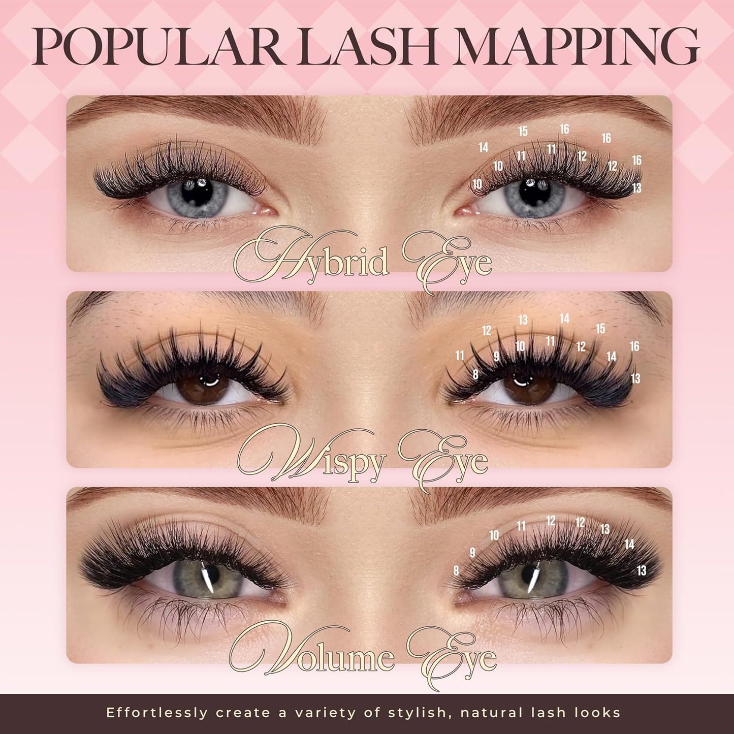 LASHVIEW Classic Lash Extensions 0.03-0.20 J/B/L/C/CC/D Curl 8-16mm Mixed & Single Length Tray, Soft Matte Dark Professional Eyelashes Extension(0.10 CC 8-16mm)