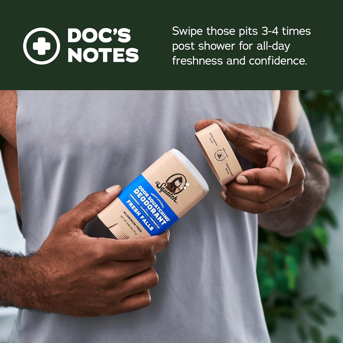 Dr. Squatch Natural Deodorant for Men - Odor-Squatching Aluminum Free - Coconut Castaway & Fresh Falls (2.65 oz, 2-Pack)