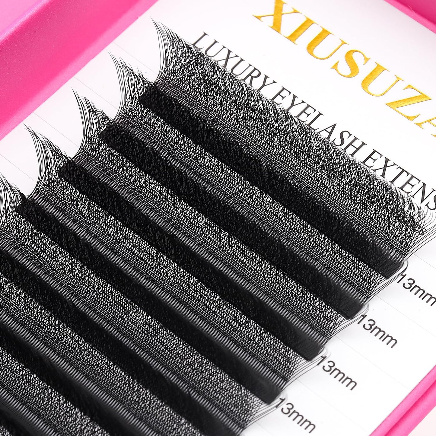 W Lash Extensions Supplies 4D Eyelash Extensions W Shape 0.07mm Thickness C Curl 13mm Premade Fans Easy Fan Lashes Volume Matte Black 12 Rows Crisscross Eye Lashes(W-4D-0.07-C,13mm)