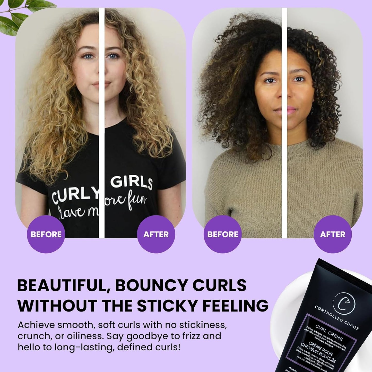 Controlled Chaos Curl Cream for Curly Hair Defining Cream with Shea Butter for Long Lasting Frizz Free Curls – Sulfate & Paraben Free Aloe Vera Curling Cream for Wavy Hair, Made in USA(5Oz)