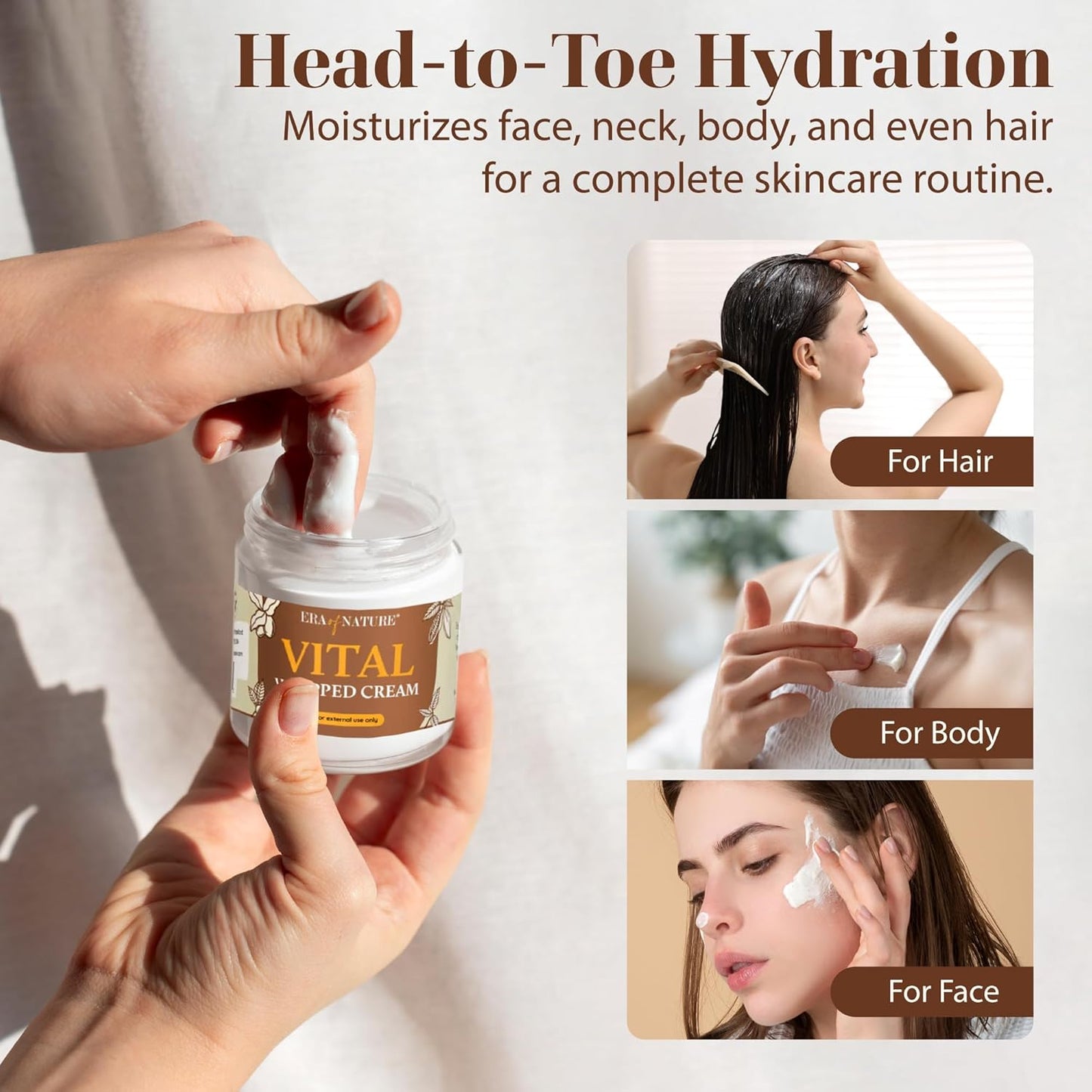 era of nature Shea Butter, Mango & Cocoa Blend Vital Whipped Body Cream for Women 8oz - Lightweight Whipped Lotion - Non-Greasy Body Butter Cream Lotion & Balm Moisturizer for Face, Hair & Dry Skin