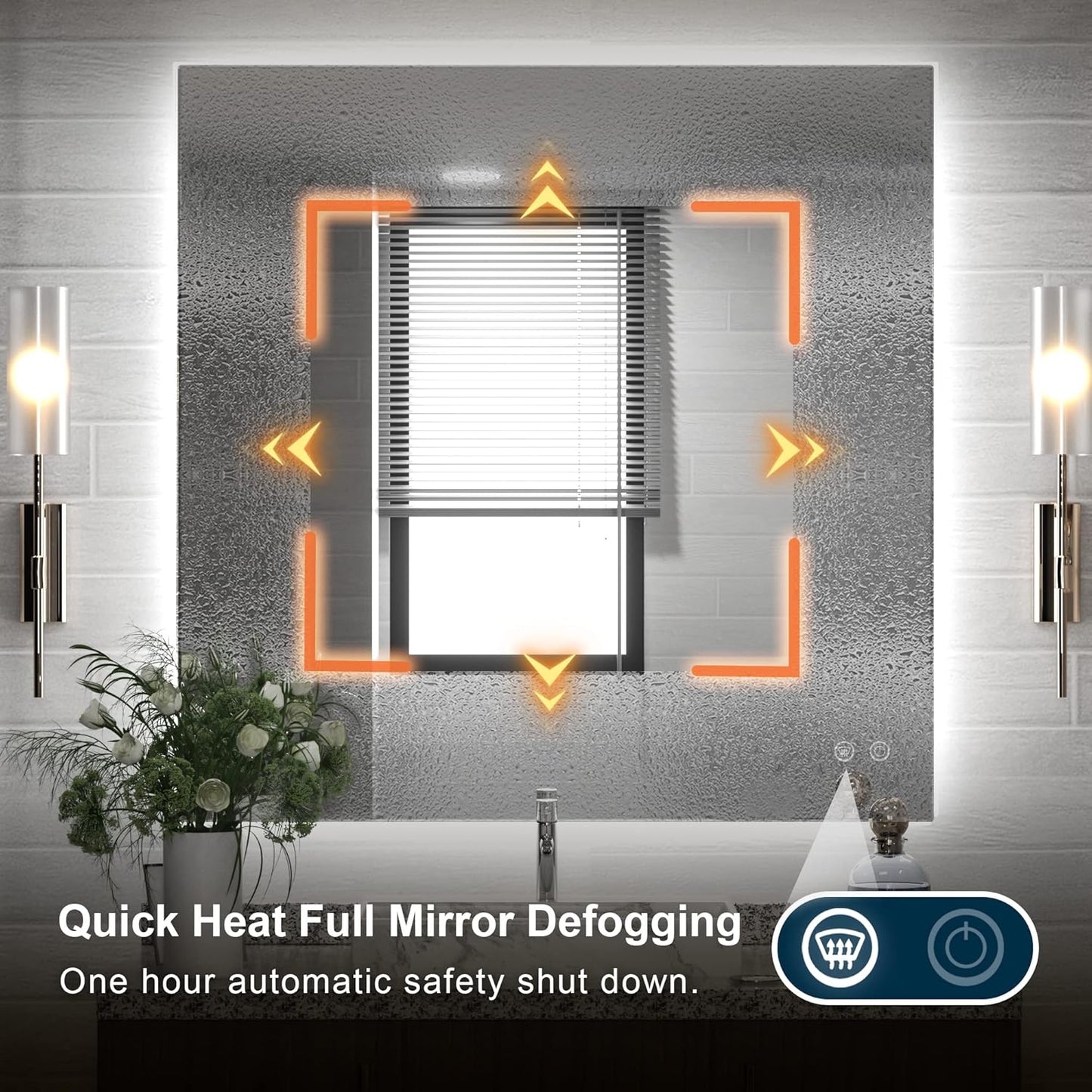 TETOTE 36 x 36 Inch LED Backlit Mirror with Light Bathroom,Anti-Fog,Dimmable,CRI90+,IP 54Water Proof,Vanity Mirror with Light,Wall Mounted,Horizontal/Vertical