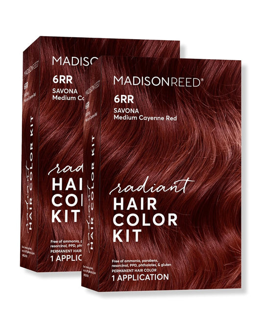 Madison Reed Radiant Hair Color Kit | 6RR Medium Vibrant Cayenne Red (Savona Scarlet) Vivid Color-Enhancing Formula | Salon-Quality Permanent Hair Dye | PPD-Free & Ammonia-Free |2 Pack