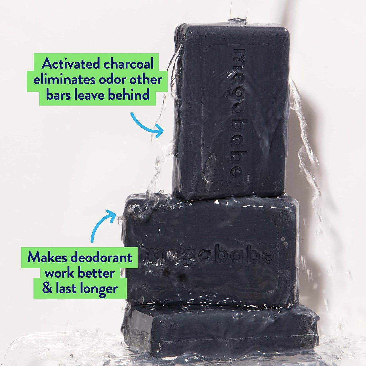 Megababe Underarm Bar Soap - Space Bar | With Detoxifying Charcoal for Odor Control | 4.5 oz