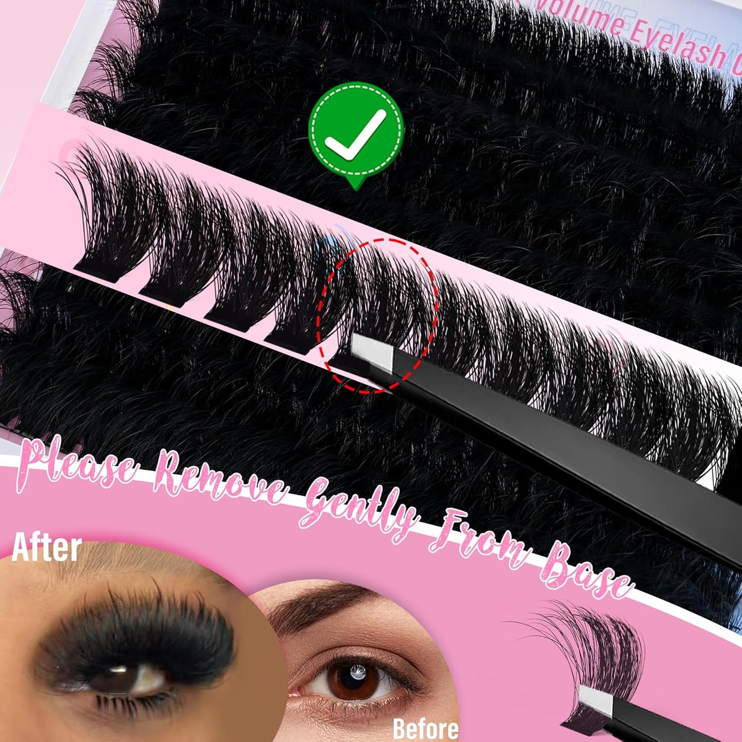 Lash Clusters Fluffy Eyelash Extensions 280D Individual Eyelashes 14-25mm DIY Lashes Extension Mega Volume False Eyelashes by BEFACL(Dramatic)