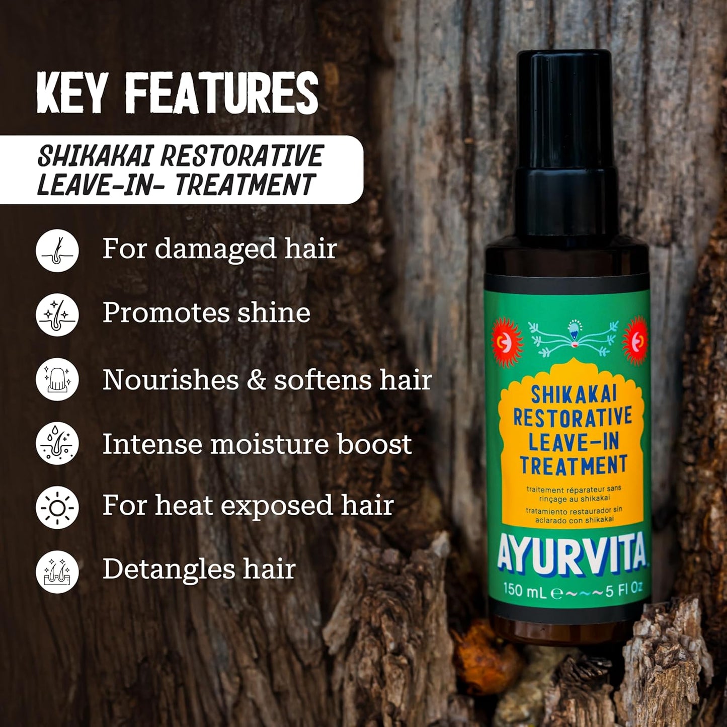 Shikakai Restorative Leave-In Conditioner - Herbal Remedy For Dry Scalp and Strands - Moisturizing, Scalp-Cooling Spray - Planet-Friendly, Bio-Sourced Formula and Packaging - 5 Oz