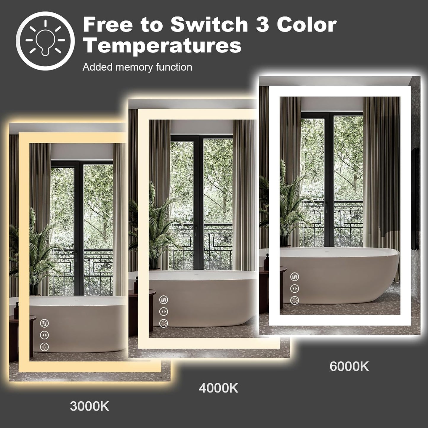 Amorho LED Bathroom Mirror 84" X32" with Front and Backlight, Large Dimmable Wall Mirrors with Anti-Fog, Shatter-Proof, Memory, 3 Colors, Double LED Vanity Mirror