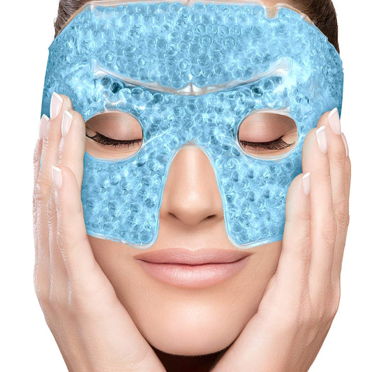Eye Mask Get Rid of Puffy Eyes Migraine Relief, Sleeping, Travel Therapeutic Hot Cold Compress Pack with Cover Gel Beads, Spa Therapy Wrap for Sinus Pressure Face Puffiness Headaches Blue
