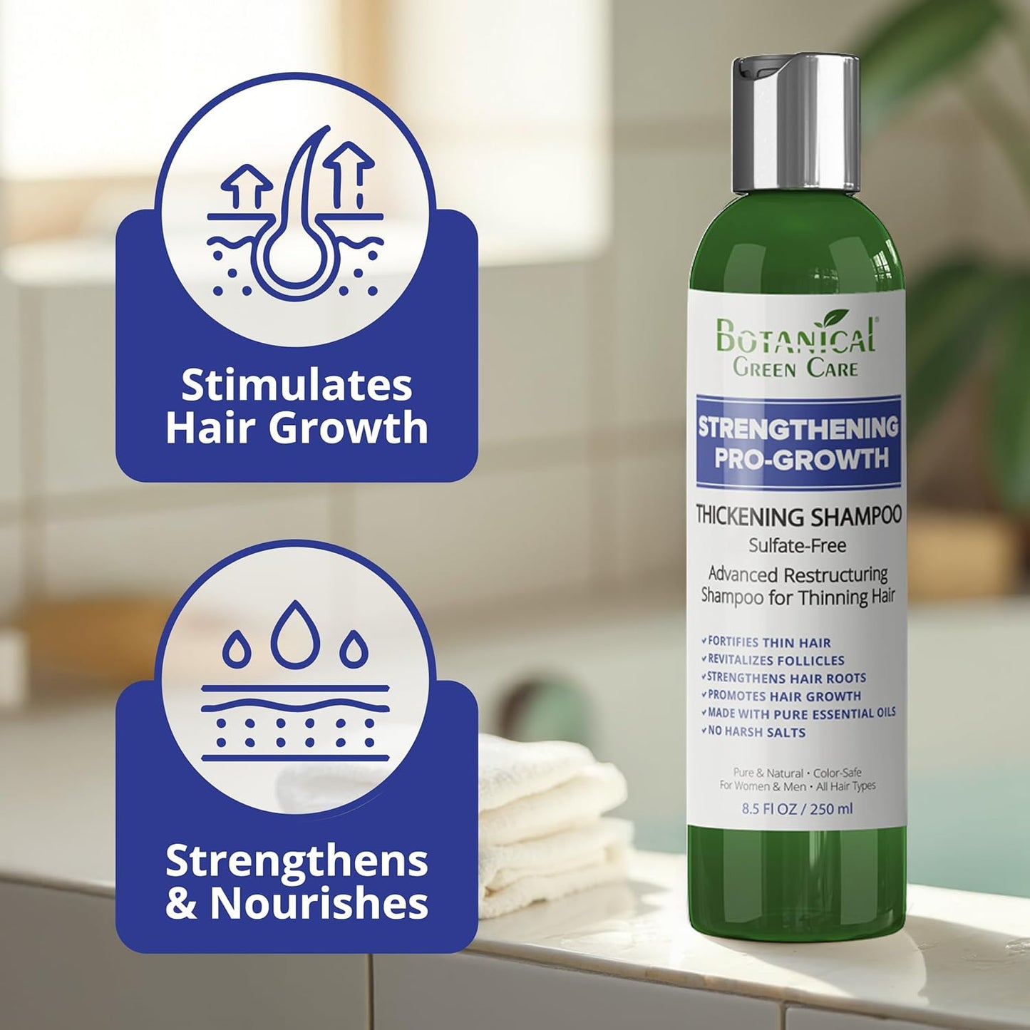 Strengthening & Volumizing Pro-Growth Shampoo Thinning Hair, Made in USA