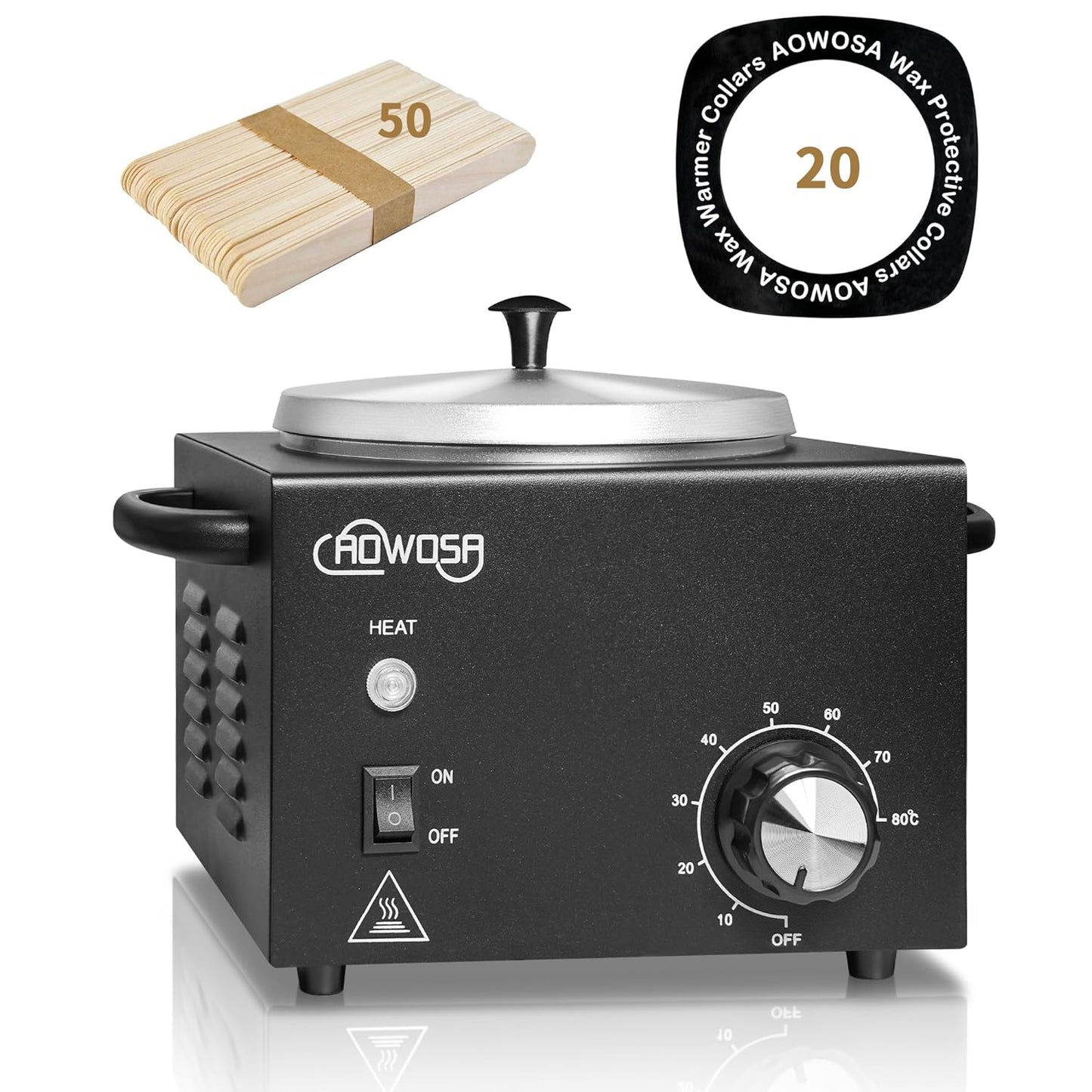 Professional Waxing Kit Wax Warmer Single Pot Wax Heater Machine for Hair Removal, Large Waxing Pot with Non-Stick Easy Clean Pot, 50 Sticks & 20 Collar, for Spa Salon Beauty Esthetician Home (Black)