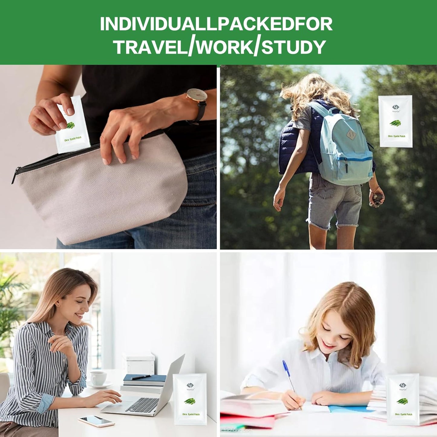 Okra Eye Care Patch, with Abelmoschus esculentus & Propanediol, Effective Relief for Itchy, Dry Eyes, Hypoallergenic & Soothing for Sensitive Eyes, Individually Wrapped, Pack of 14