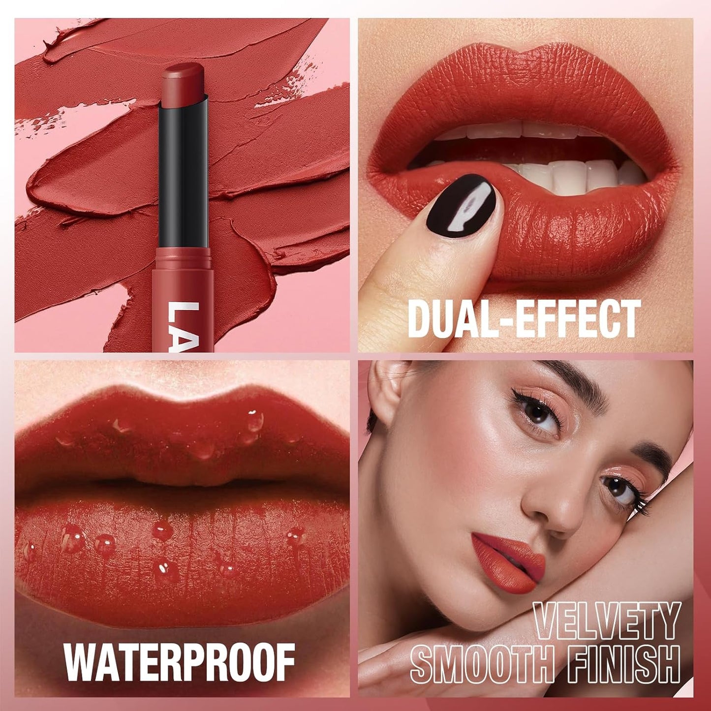 Jolilab 6Pcs Velvet Matte Lipstick Nude Matte Soft Dark Color Stick High Pigmented Long-Lasting Waterproof Lip Stick Lip Balm Beauty Cosmetics Gift for Girls and Women(07#-12#)