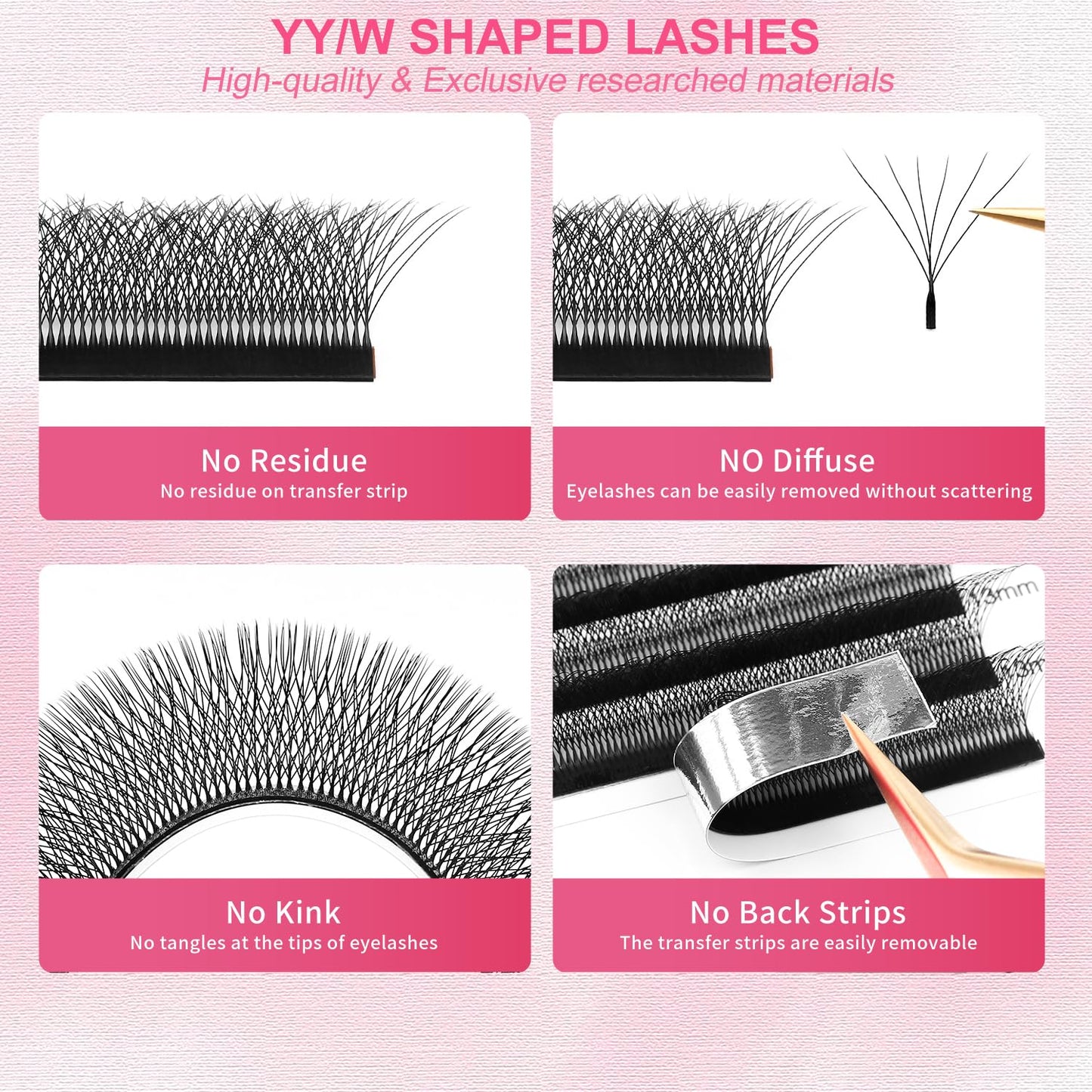 W Lash Extensions Supplies 6D Eyelash Extensions W Shape 0.07mm Thickness C Curl 9mm Premade Fans Easy Fan Lashes Volume Matte Black 12 Rows Crisscross Eye Lashes(W-6D-0.07-C,9mm)
