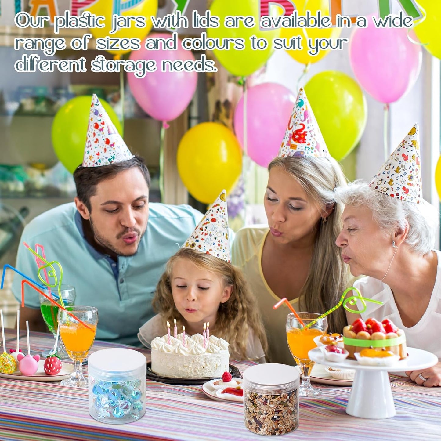 SATINIOR 100 Pcs Plastic Jars with Lids Small Containers Lids Wide Mouth Small Plastic Containers for Lotion Cream Rhinestones Body Butters Travel Storage(8 oz, Clear)