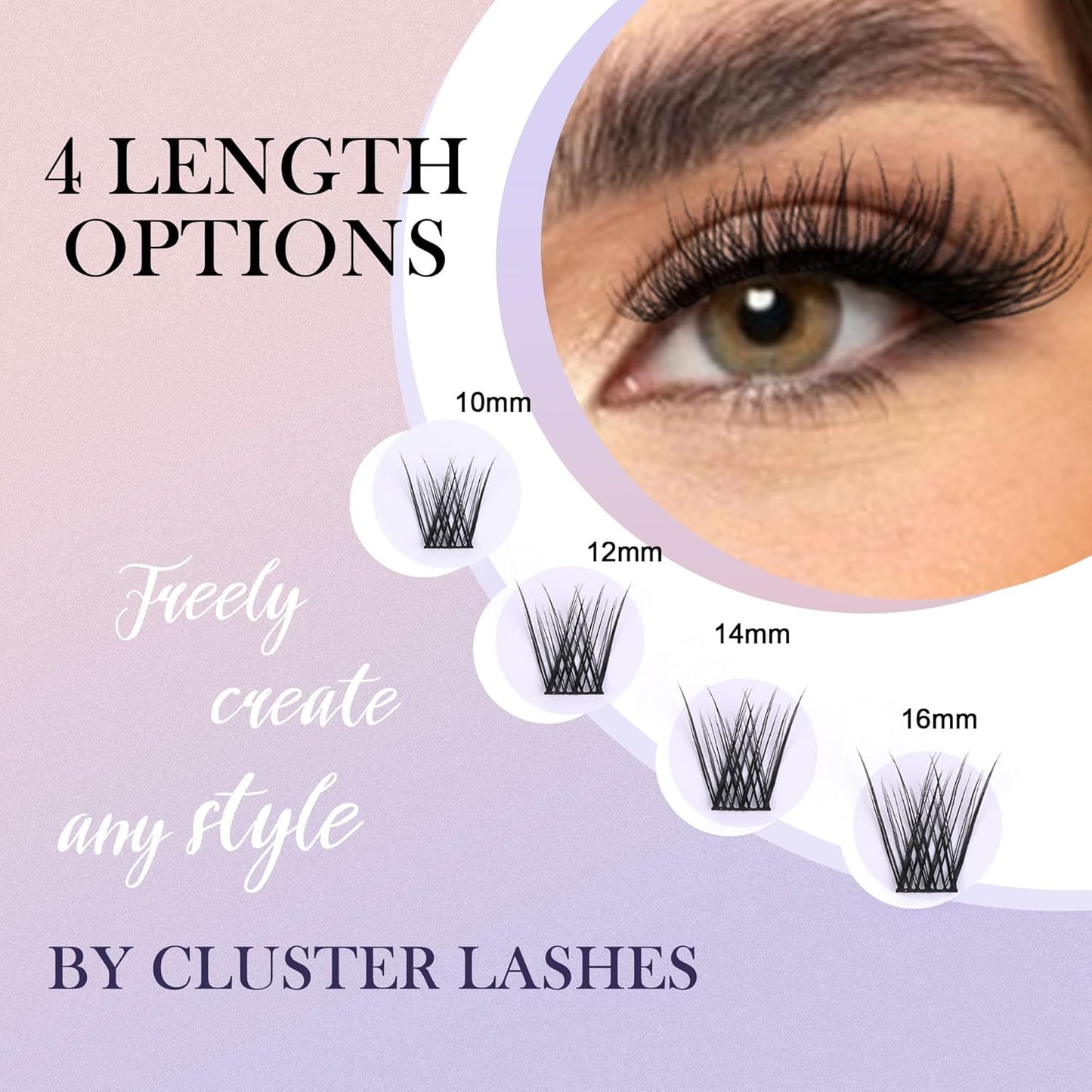 GAQQI Lash Clusters, GQ03 False Eyelashes DIY Lash Extensions C Curl 168PCS Cluster Lashes 12MM, Wispy and Natural Lash Wisps (GQ03,12mm,C Curl)