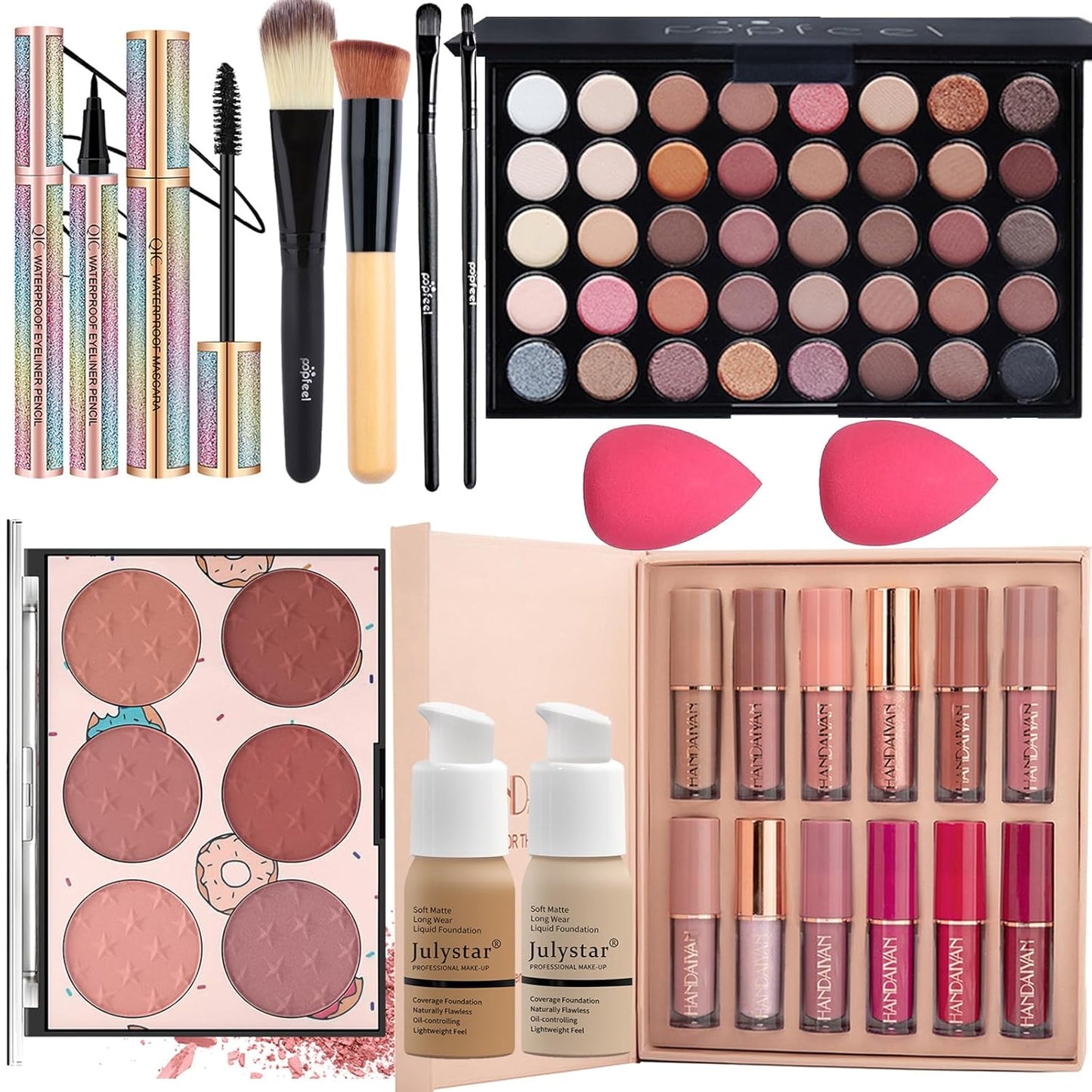 Makeup Kit for Women Full Kit, All in One Makeup Gift Set, Make up Kits for Beginners and Professionals - Eyeshadow Palette, Liquid Lipstick, Mascara, Blush, Eyeliner, Foundation, Brush