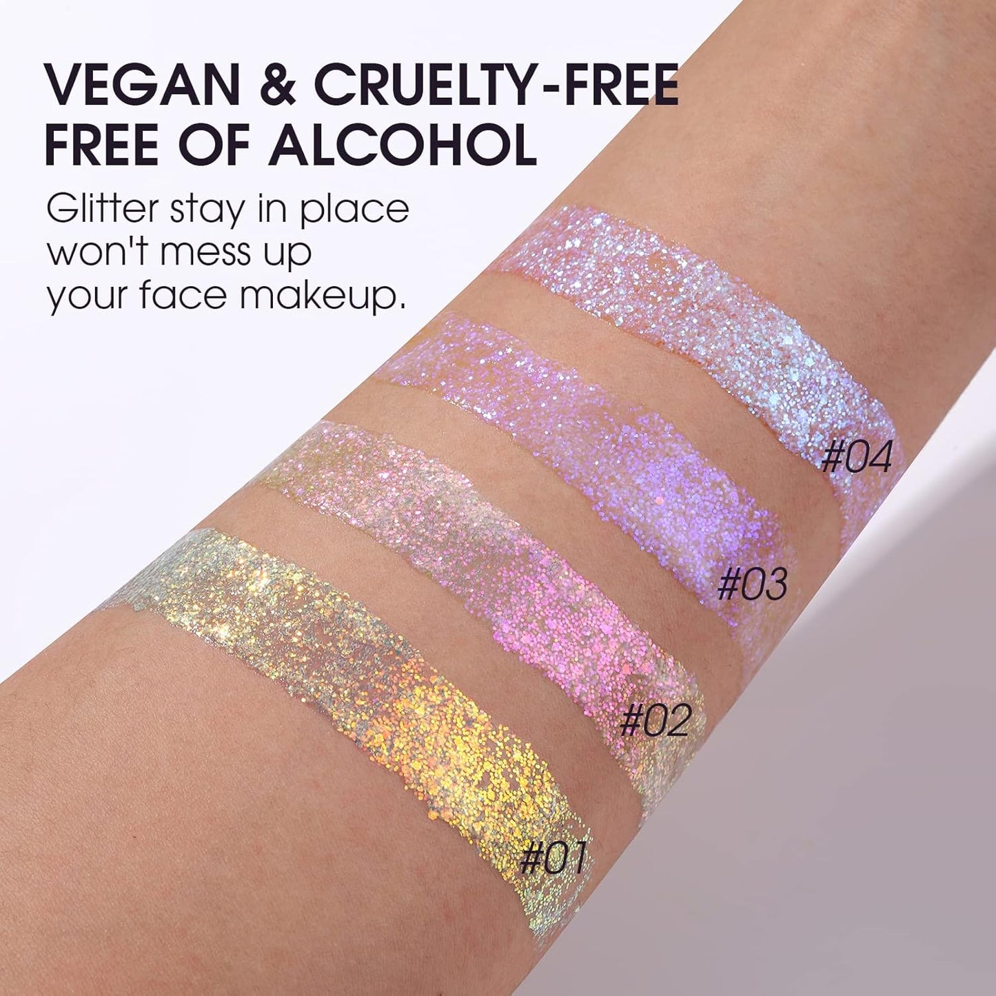 LANGMANNI Holographic Body Glitter Gel for Body, Face, Hair and Lip.Color Changing Glitter Gel Under Light. Vegan & Cruelty Free-1.35 oz (3# Neon Violet+4# Sapphire Blue)