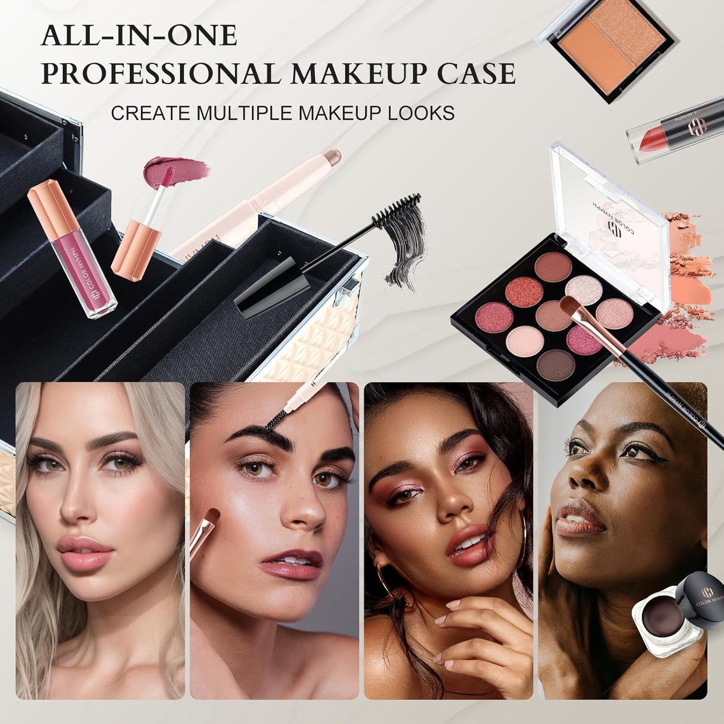 Color Nymph Professional Makeup Kits For Girls, Teenage Girls Makeup Kit with Storage Case Make Up Kit For Women Cosmetics Full Kit, Individual Packing Eyeshadow Blush Lipstick Mascara etc -Gold