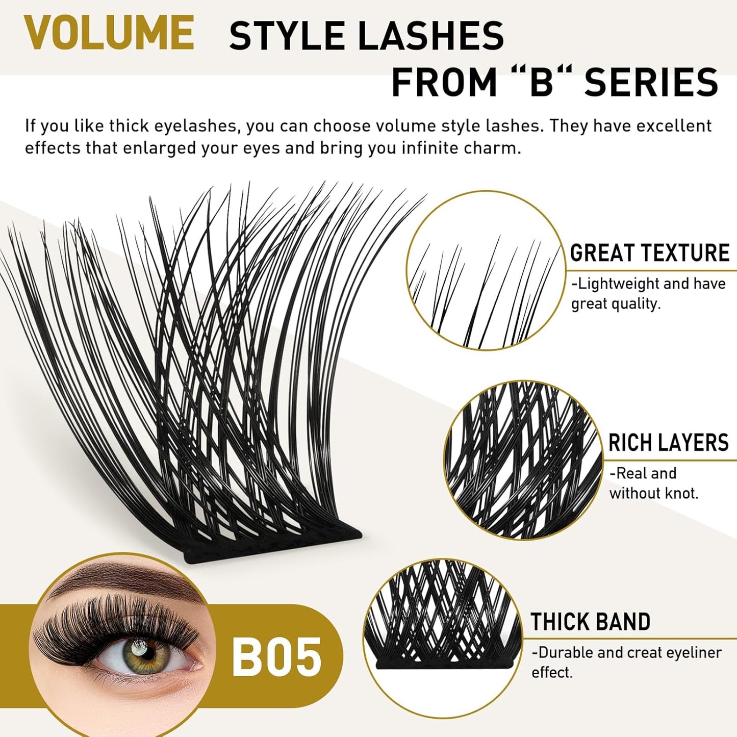 Lash Clusters B05 D Curl 12 mm DIY Eyelash Extensions 72 Clusters Lashes B&Qaugen Fluffy Individual Lashes Eyelash Clusters Extensions Individual Lashes Cluster DIY at Home (B05,12 mm)