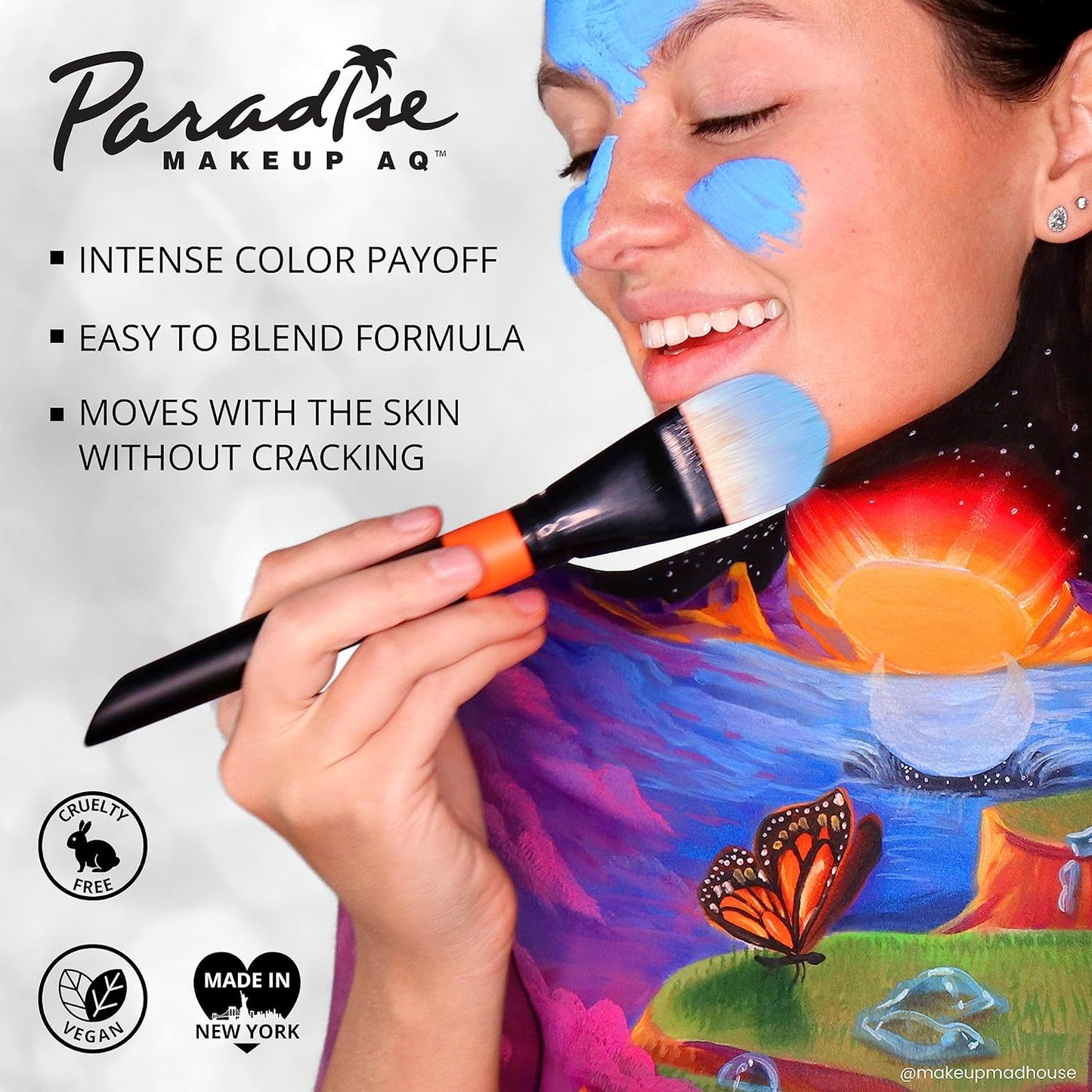 Mehron Makeup Paradise Makeup AQ 8 Color Pastel Palette | Magnetic Refillable Body Paint & Face Paint Palette | Professional Water Activated Makeup for Costumes, SFX, Halloween, & Cosplay