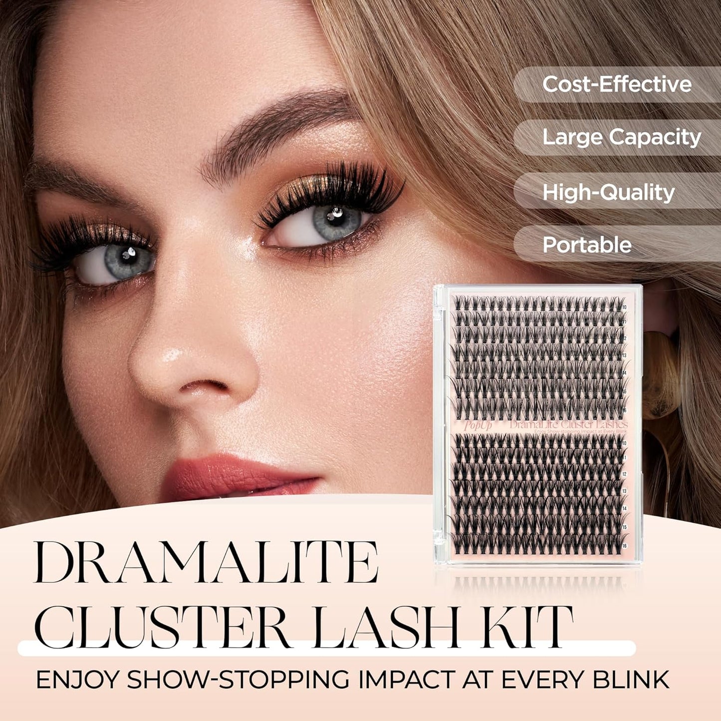 PopUp Lash-Extension-Clusters D Curl Lash Clusters Natural Look Cluster Lashes Extensions Band & Soft Lashes Reusable 9-16mm MIX (30D+40D)