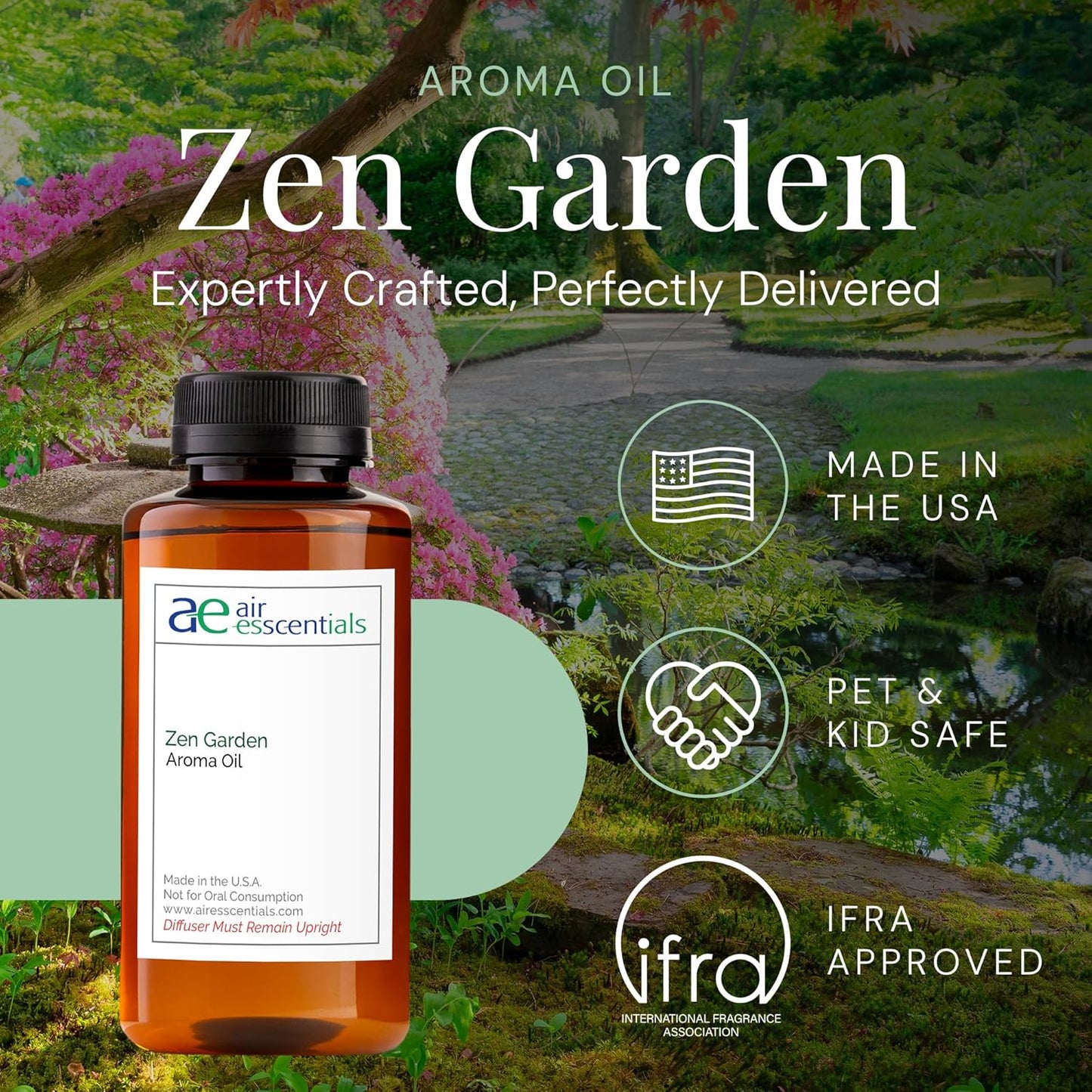 Zen Garden Aroma Oil, Essential Oils Blend for Diffusers & Scent Machines, Citrus, Delicate Florals, Warm Tea, Aromatherapy, Cold Air Diffuser Compatible, 300 mL