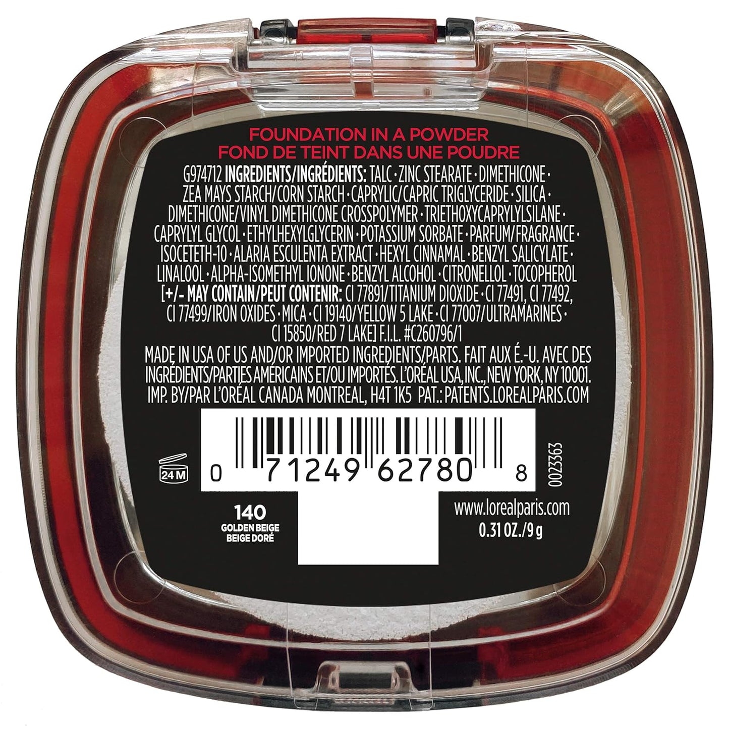 L'Oreal Paris Makeup Infallible Fresh Wear Foundation in a Powder, Up to 24H Wear, Waterproof, Golden Beige, 0.31 oz.