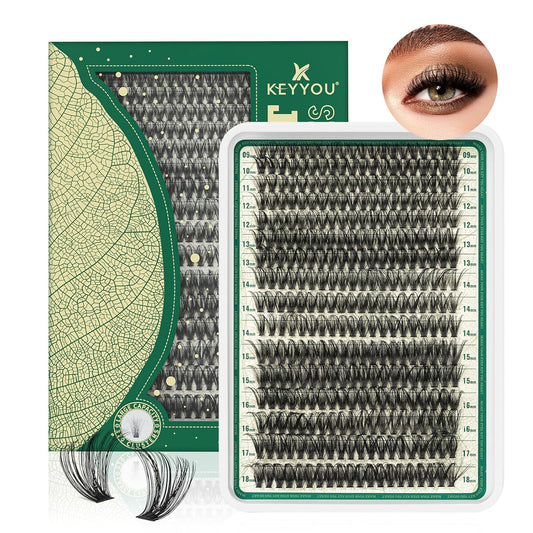 Lash Clusters 280Pcs Eyelash Clusters KEYYOU 60D C Curl 9-18MIX Clusters Lashes Thick Super Soft Wispy DIY Eyelash Extension at Home(60D-C,9-18MIX)