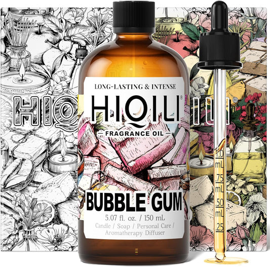 HIQILI Bubble Gum Fragrance Oil for Candle, Soap & Bath Bombs Making, Long Lasting Candy Scents, Home Diffuser Use - 5.07 Fl Oz