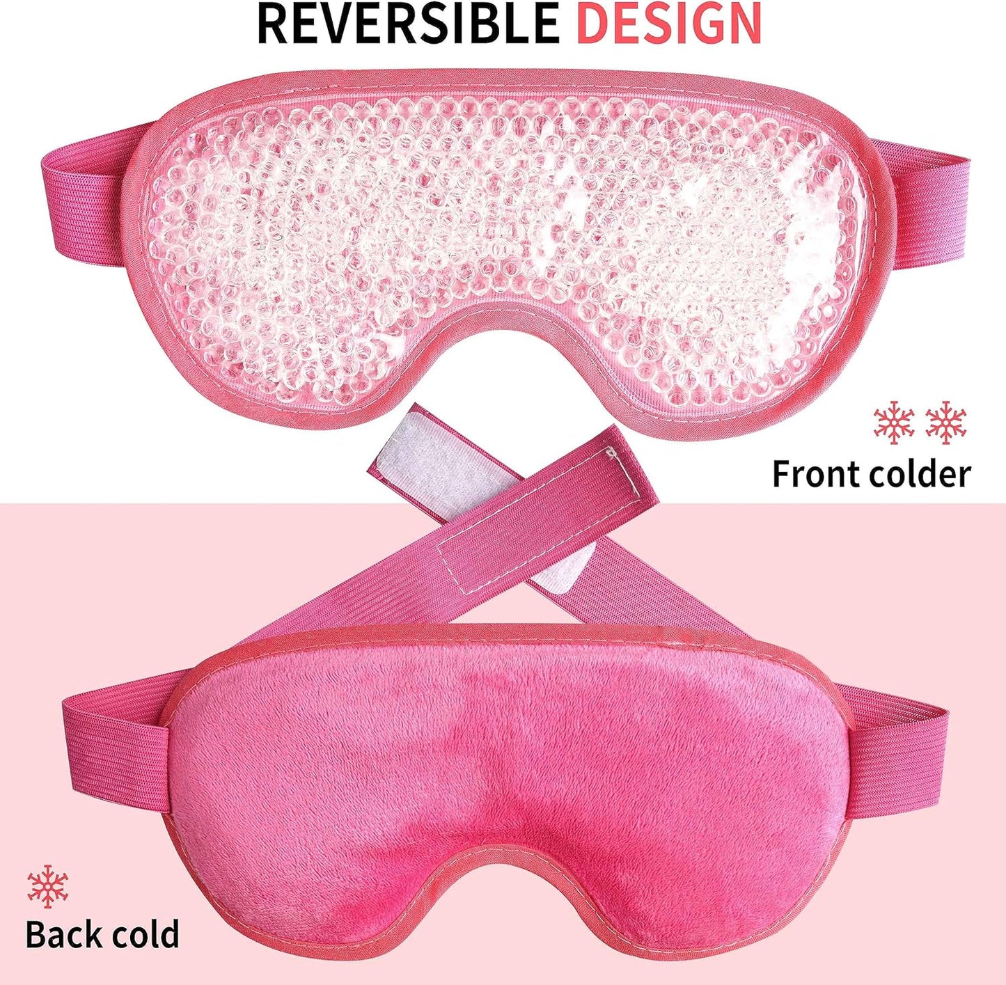 Cooling Eye Mask with Gel Bead, Reusable Cold Compress Ice Pack Sleeping Eye Cooling Pads for After Eyelid Surgery, Puffiness, Puffy Eyes, Headache, Migraine Relief (Red)