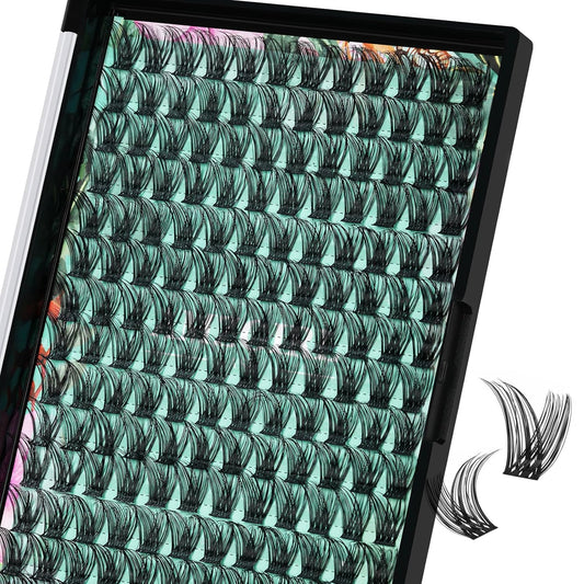 Lash Clusters Wet Look 168Pcs Eyelash Cluster Ultra-Thin Lash Band Eyelashes Extensions Spiky Anime Wide Span Lashes(Hollyhock,D-16mm)