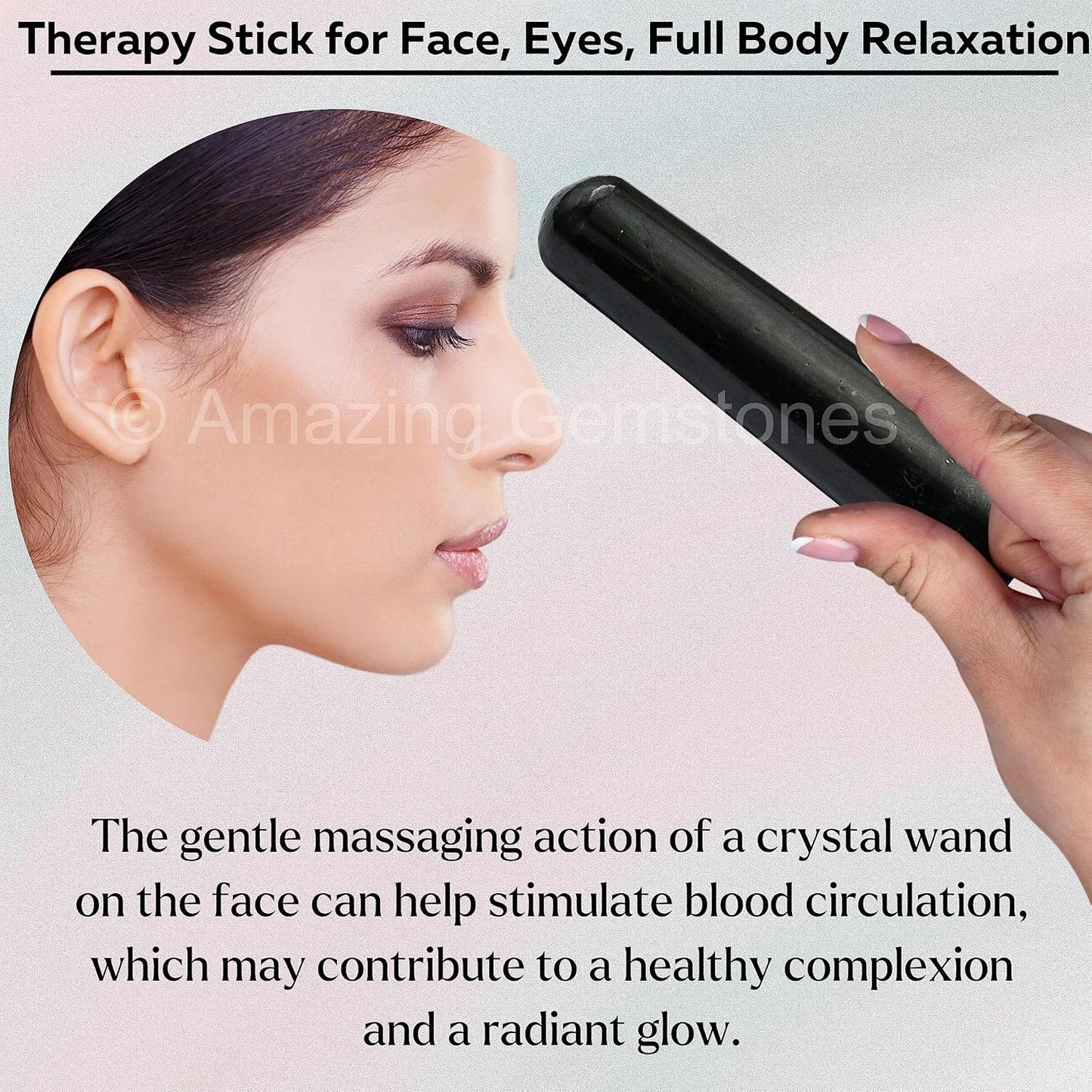 Amazing Gemstone Black Tourmaline Crystal Wand Massage Stick - Pelvic Wand Gua Sha for Adults - Crystals and Healing Stones Massage Wands for Adults Gifts (Smooth)